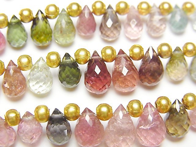 Drop, Faceted Briolette, Tourmaline Gemstone Beads