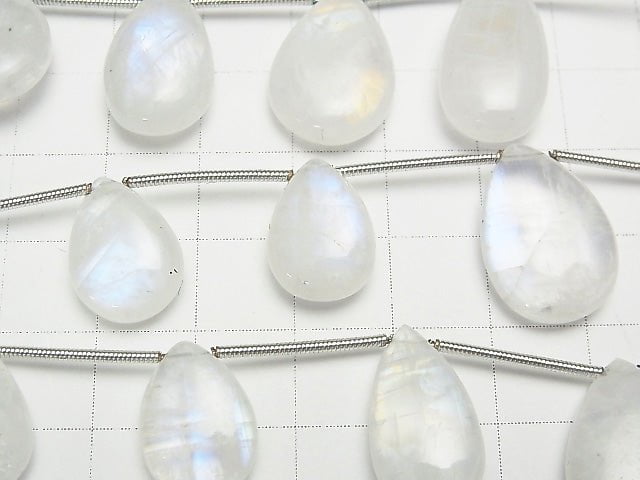 [Video] High Quality Rainbow Moonstone AA++ Pear shape (Smooth) Size Gradation 1strand beads (aprx.7inch / 17cm)