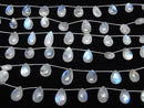 [Video]High Quality Rainbow Moonstone AA++ Pear shape (Smooth) Size Gradation 1strand beads (aprx.7inch/17cm)