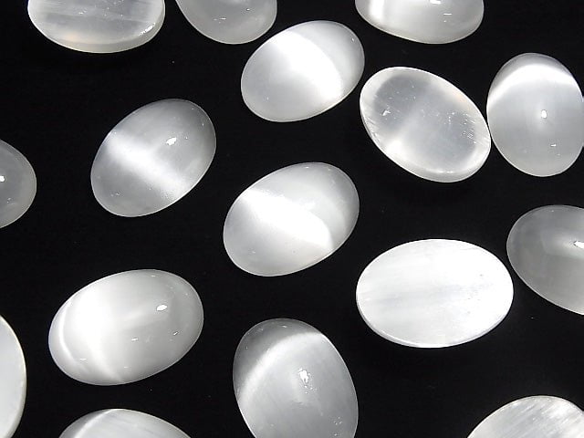 [Video] Selenite  Oval  Cabochon 25x18mm 1pc