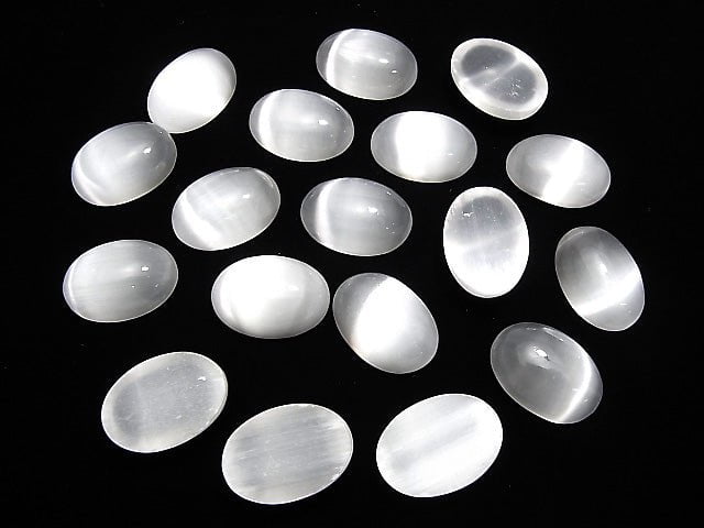 [Video] Selenite  Oval  Cabochon 25x18mm 1pc