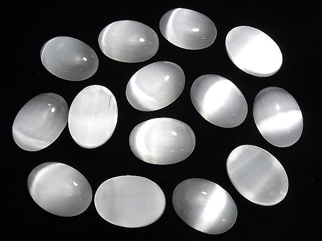 [Video]Selenite (Gypsum) Oval Cabochon 30x22mm 1pc