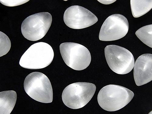 [Video] Selenite (Gypsum) Pear shape Cabochon 14x10mm 1pc