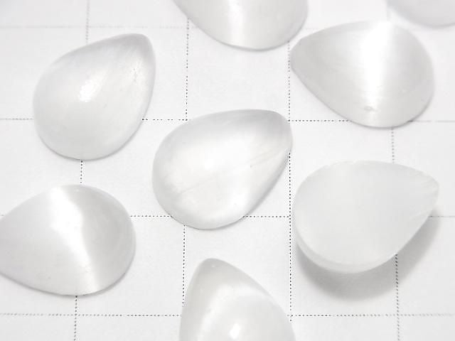 [Video] Selenite (Gypsum) Pear shape Cabochon 14x10mm 1pc