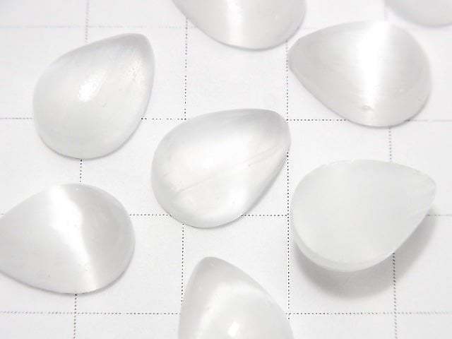 [Video] Selenite Pear shape Cabochon 14x10mm 1pc