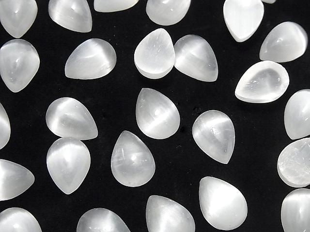 [Video] Selenite (Gypsum) Pear shape Cabochon 14x10mm 1pc