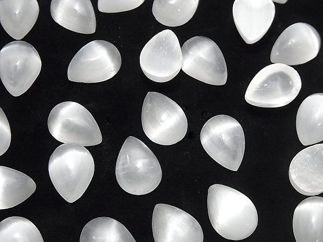 [Video] Selenite Pear shape Cabochon 14x10mm 1pc