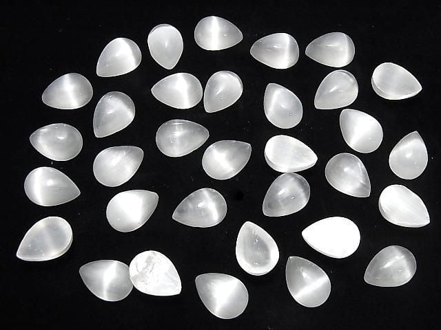 [Video] Selenite (Gypsum) Pear shape Cabochon 14x10mm 1pc