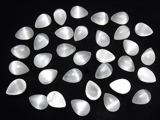 [Video] Selenite Pear shape Cabochon 14x10mm 1pc