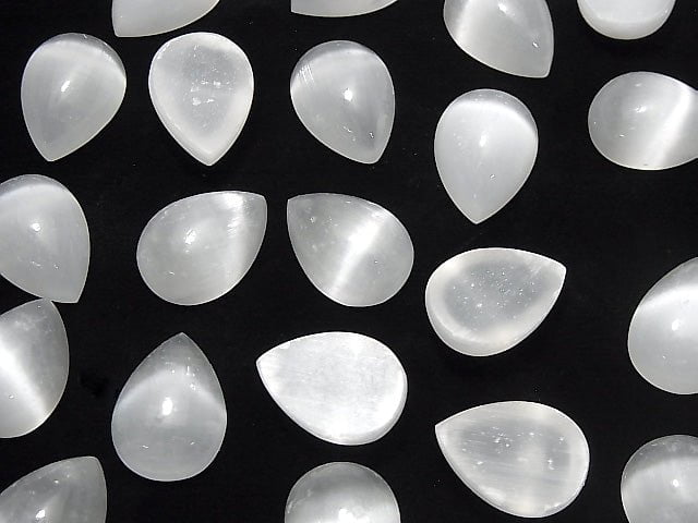 [Video] Selenite Pear shape Cabochon 18x13mm 1pc