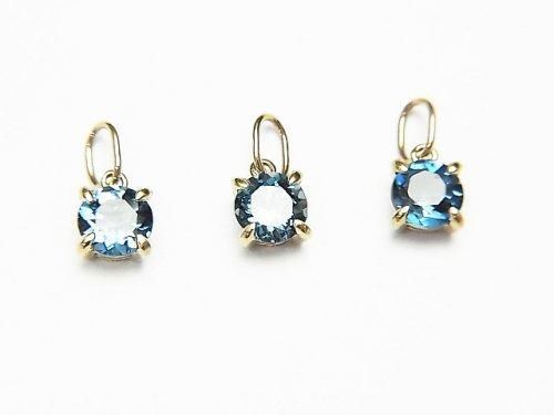 高品質倫敦藍托帕石 AAA 圓形刻面 4x4x3mm 吊墜 [10K 黃金] 1 件 [日本]