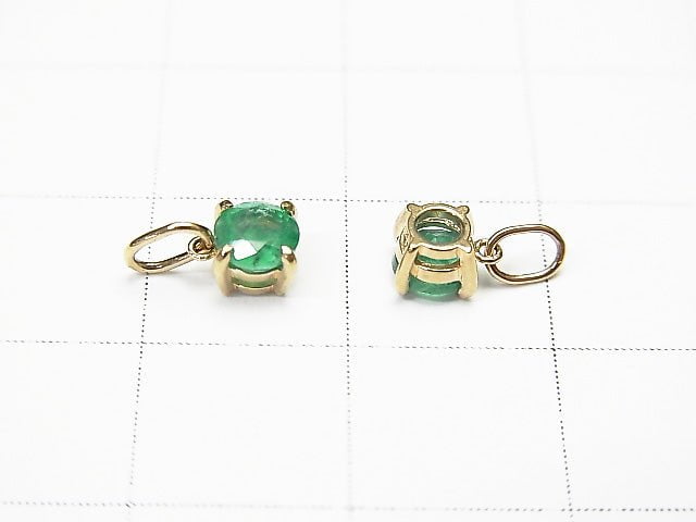 [Japan]High Quality Emerald AAA Round Faceted 4x4x3mm Pendant [K10 Yellow Gold] 1pc