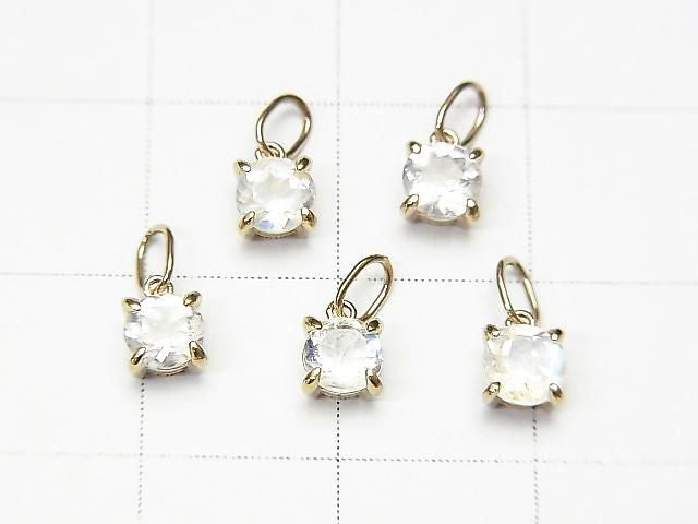 高品質彩虹月光石 AAA 圓形刻面 4x4x3mm 吊墜 [K10 黃金] 1 件 [日本]