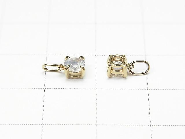 高品質彩虹月光石 AAA 圓形刻面 4x4x3mm 吊墜 [K10 黃金] 1 件 [日本]