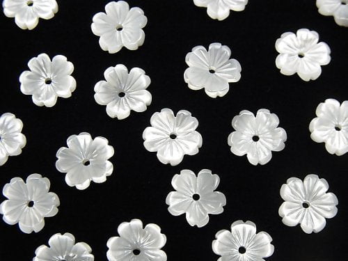 [Video] High Quality White Shell AAA Flower 8mm Center Hole 4pcs