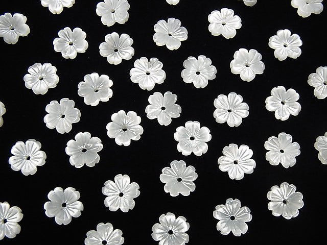 [Video] High Quality White Shell AAA Flower 8mm Center Hole 4pcs