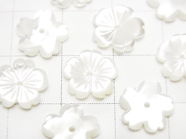 [Video] High Quality White Shell AAA Flower 10mm Central Hole 3pcs