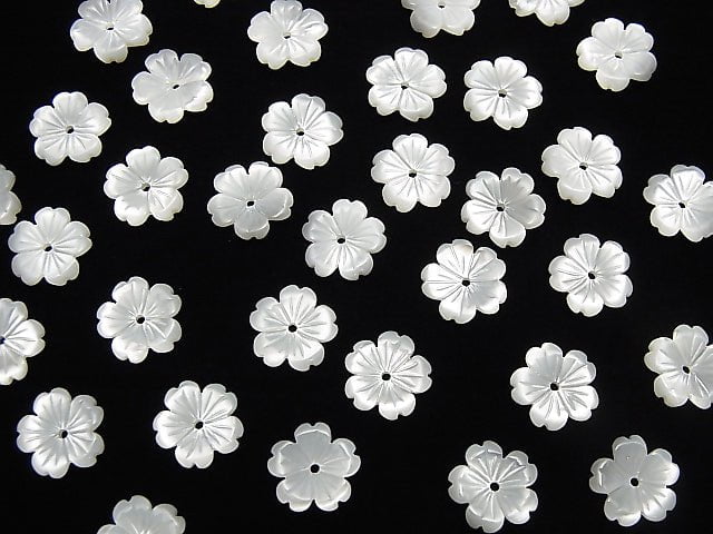 [Video] High Quality White Shell AAA Flower 10mm Central Hole 3pcs