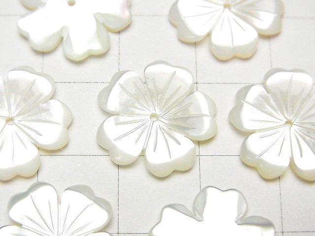 [Video] High Quality White Shell AAA Flower 15mm Central Hole 2pcs