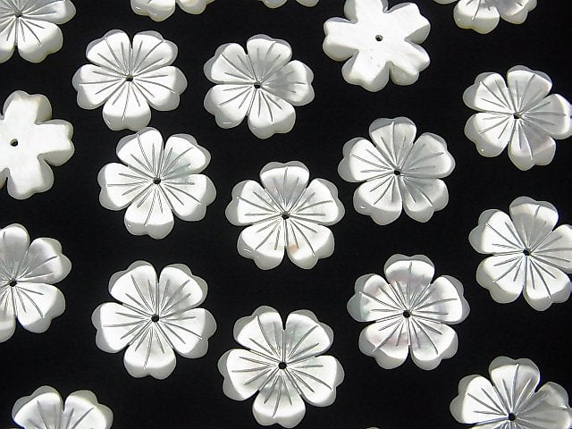 [Video] High Quality White Shell AAA Flower 15mm Central Hole 2pcs