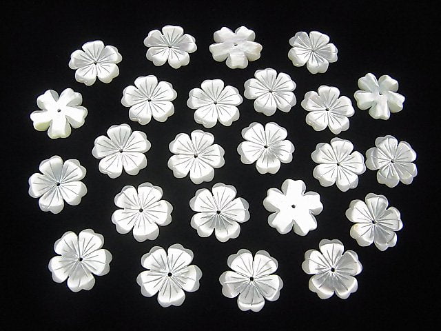 [Video] High Quality White Shell AAA Flower 15mm Central Hole 2pcs