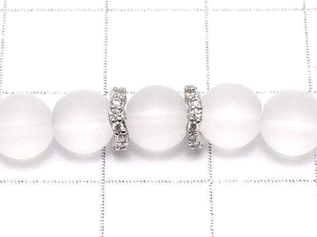 Metal Rondelle 6x6x2mm Silver (with CZ) 3pcs