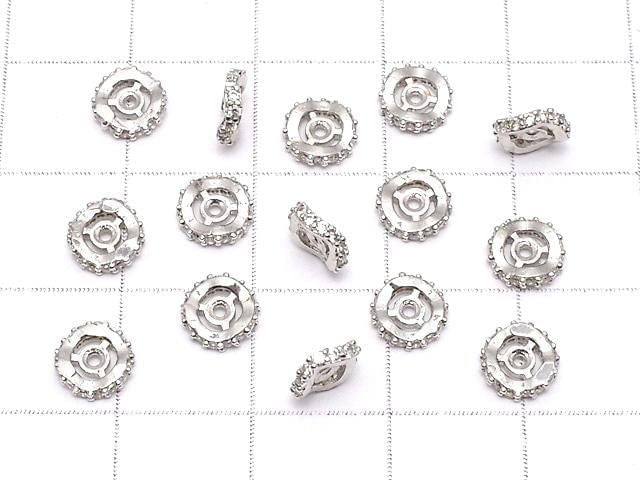 Metal Rondelle 6x6x2mm Silver (with CZ) 3pcs