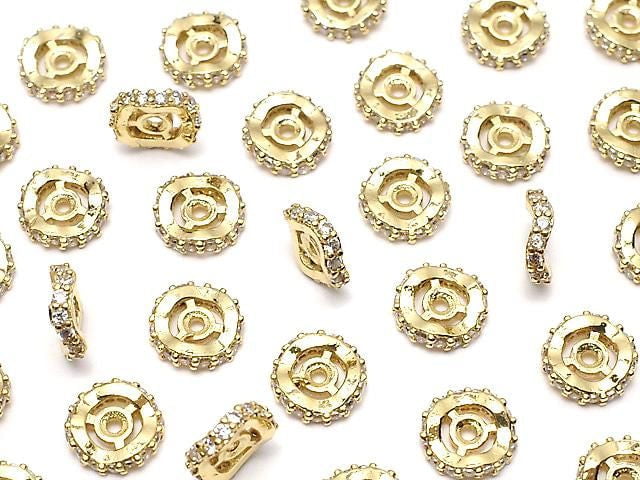 Metal Rondelle 6x6x2mm Gold (with CZ) 3pcs