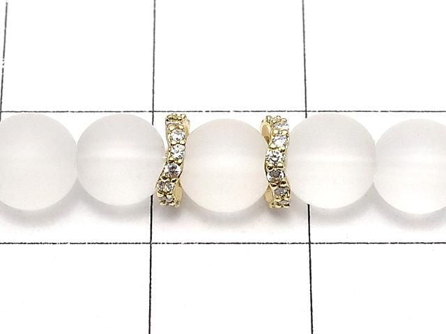 Metal Rondelle 6x6x2mm Gold (with CZ) 3pcs