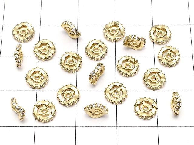 Metal Rondelle 6x6x2mm Gold (with CZ) 3pcs