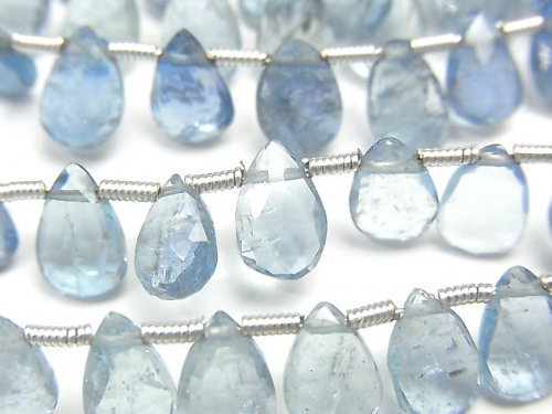 Aquamarine, Faceted Briolette, Pear Shape Gemstone Beads