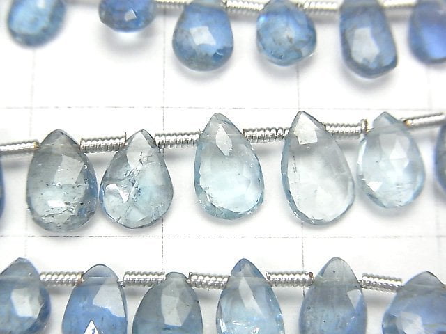 [Video] 1strand $99.99- !High Quality Santa Maria Aquamarine AAA- Pear shape Faceted Briolette 1strand beads (aprx.7inch/18cm)