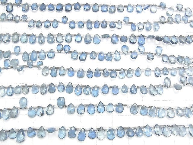 [Video] 1strand $99.99- !High Quality Santa Maria Aquamarine AAA- Pear shape Faceted Briolette 1strand beads (aprx.7inch/18cm)