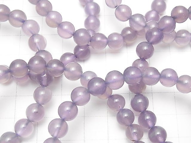 [Video] Indonesia Natural Color Purple Chalcedony AAA- Round 7.5mm 1strand (Bracelet)