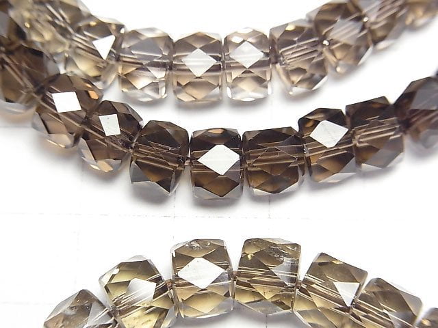 [Video]High Quality! Smoky Quartz AAA Faceted Button Rondelle 8x8x5mm Bracelet
