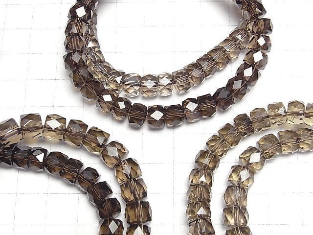 [Video]High Quality! Smoky Quartz AAA Faceted Button Roundel 8x8x5mm Bracelet