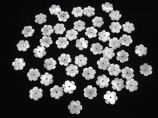 [Video] High Quality White Shell AAA Flower 10mm Center Hole 3pcs