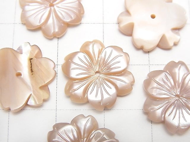 [Video] High Quality Pink Shell AAA Flower 15mm Center Hole 2pcs