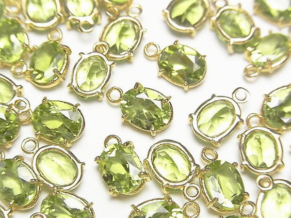 [Video]High Quality Peridot AAA Bezel Setting Oval Faceted 8x6mm 18KGP 1pc