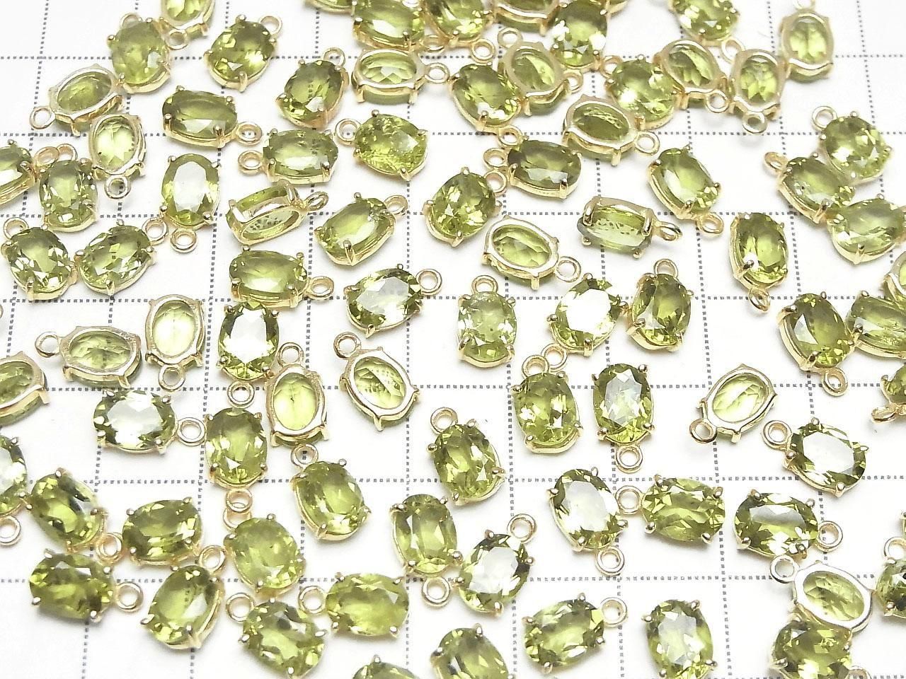 High Quality Peridot  AAA Bezel Setting Oval Faceted 8x6mm 18KGP 1pc