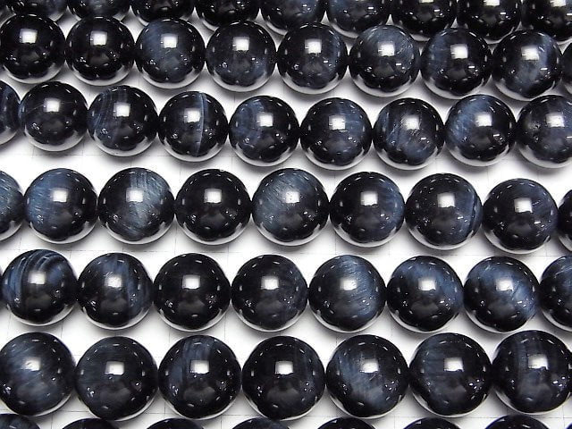 [Video] High quality Natural color Blue Tiger's Eye AAA Round 14mm 1/4 or 1strand beads (aprx.15inch/36cm)