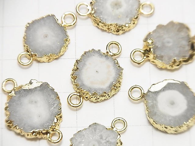 [Video] Indian Solar Quartz (Staractite) Slice Nugget [Both Side] [S size] Gold Color 2pcs