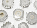 [Video] Indian Solar Quartz (Staractite) Slice Nugget [One Side] [S-M Size] Silver Color 2pcs