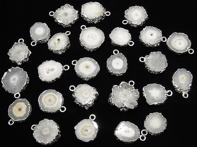 [Video] Indian Solar Quartz (Staractite) Slice Nugget [One Side] [S-M Size] Silver Color 2pcs