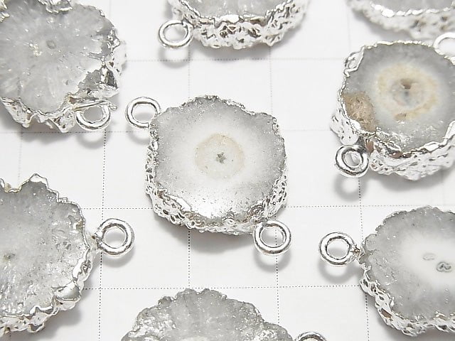[Video] Indian Solar Quartz (Staractite) Slice Nugget [Both Side] [S-M Size] Silver Color 2pcs