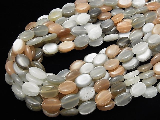 [Video] Multi Color Moonstone AA++ Oval 1strand beads (aprx.15inch/36cm)