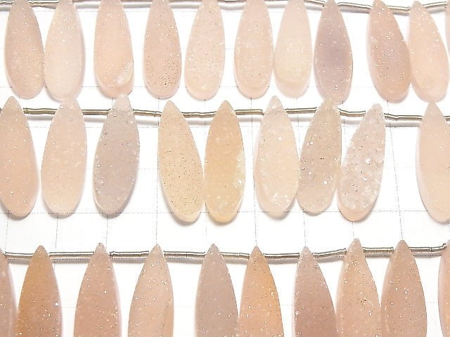 [Video] Druzy Agate Pear shape 25x8mm Pink color half or 1strand beads (aprx.5inch / 13cm)