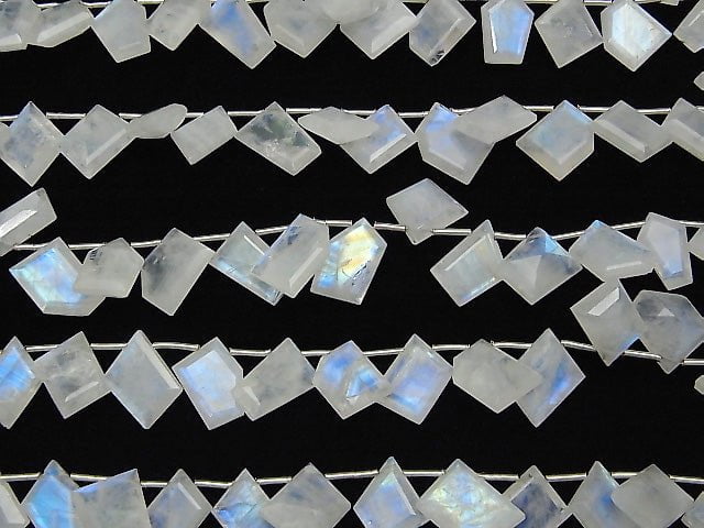 [Video] High Quality Rainbow Moonstone AAA- Fancy Shape Faceted half or 1strand (18pcs)