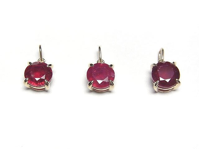 [Video][Japan]High Quality Ruby AAA Round Faceted 6x6x4mm Pendant [K10 Yellow Gold] 1pc