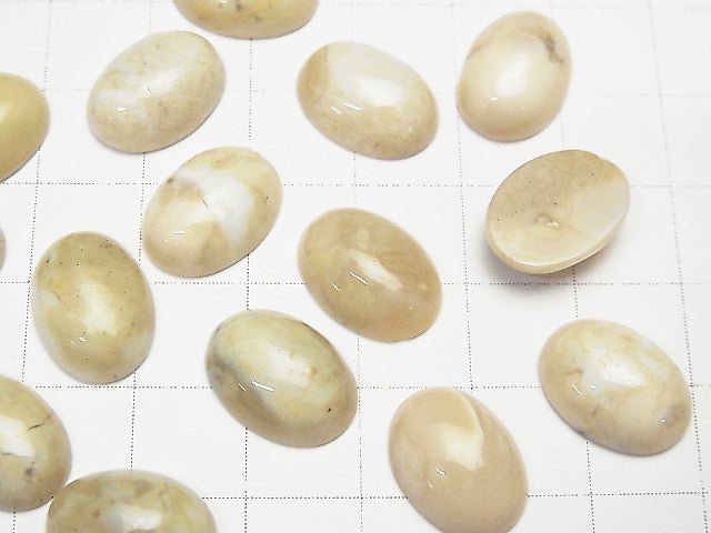 [Video] African Opal Oval Cabochon 14x10mm 2pcs